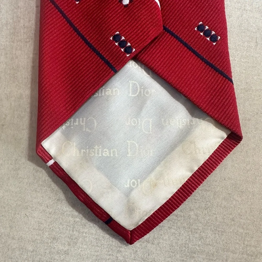 DIOR Vintage Polyester Red & Black Tie